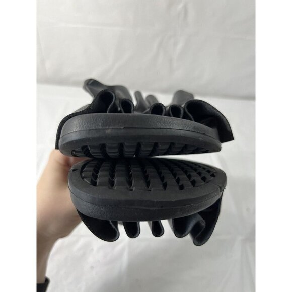 MIchael Kors Bella Leather Ruffle Slide Sandal Size 6 Black - Picture 7 of 12